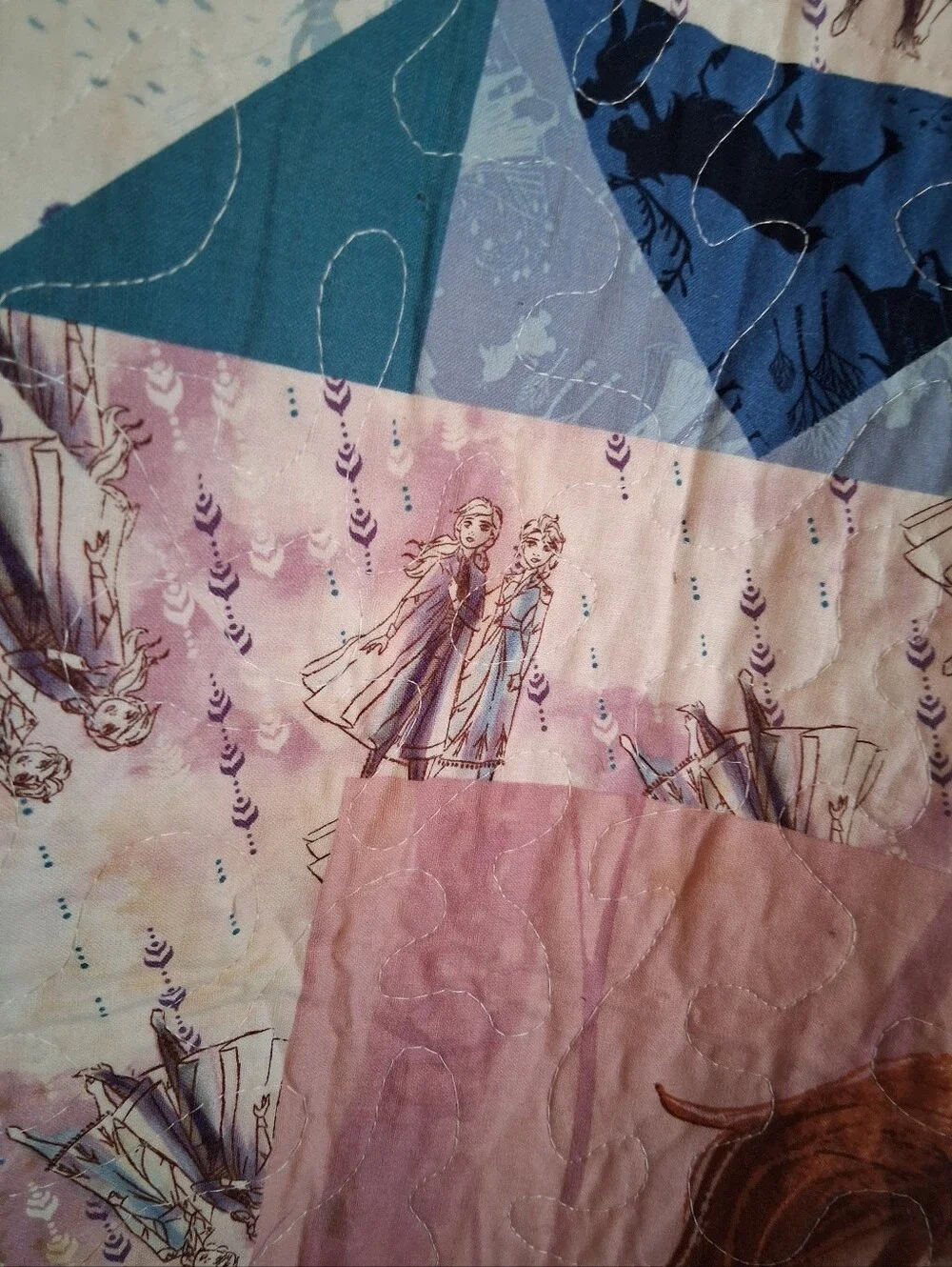Purple and Teal Handmade Frozen Lap Quilt Or Child Quilt - Flaw